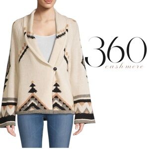 360 CASHMERE Koko Cardigan Cashmere Sweater in Neutral Beige Chalk Multi Small